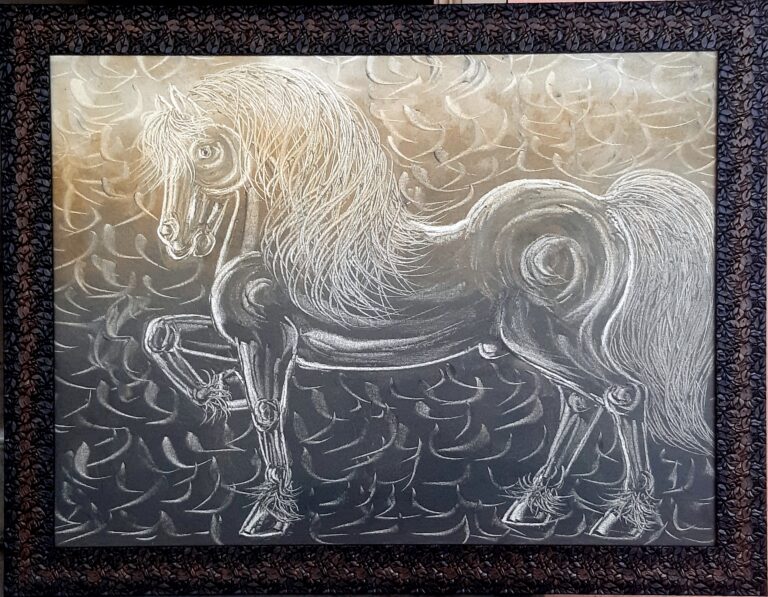 A.B.Ramprakash’s iconic palette knife horse paintings for opulent and extravagant lifestyle. ‘Stallion’ 18″x24″ oil on canvas by palette knife.