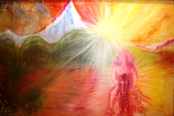 ‘Journey begins’ (Y.1990) painting on oil on canvas 2×3 ft. by A.B.Ramprakash – Contemporary Painter.