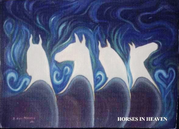‘Horses in heaven’ (Y.1993) surrealistic painting on oil on canvas 24″x30″ by A.B.Ramprakash – Contemporary Artist, INDIA.