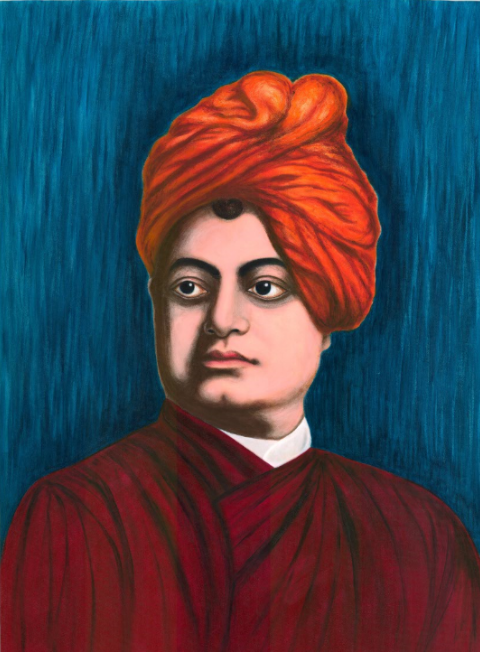 Swami Vivekananda.  On canvas size 34″x46″.